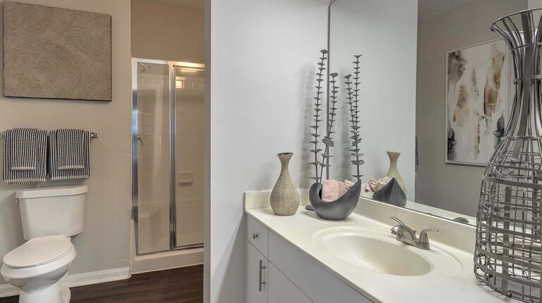 Spacious bathroom with ample counter space