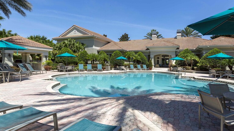 Resort-Inspired Pool with Sundeck and Lounge Seating