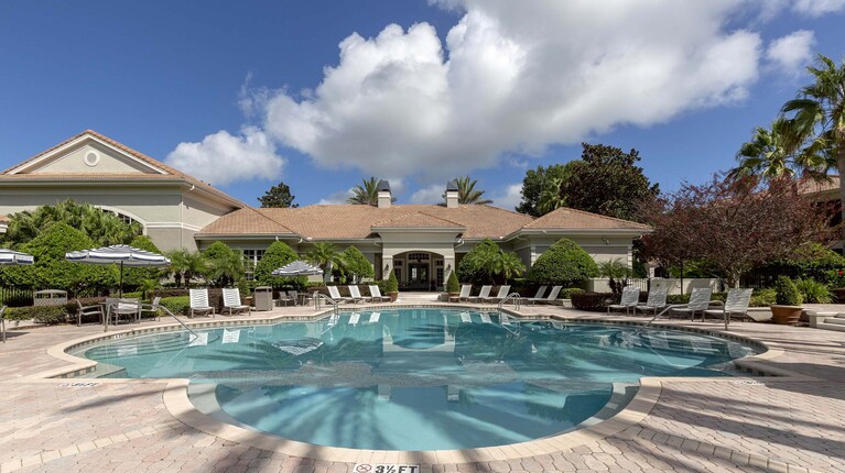Resort-Inspired Pool with Sundeck and Lounge Seating