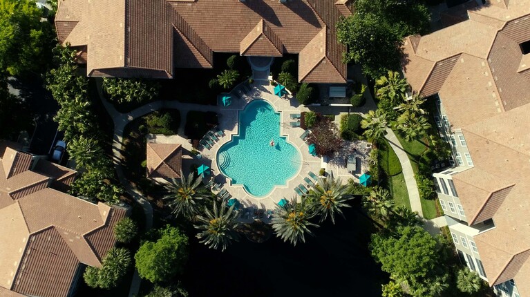 Overhead view of swimming pool