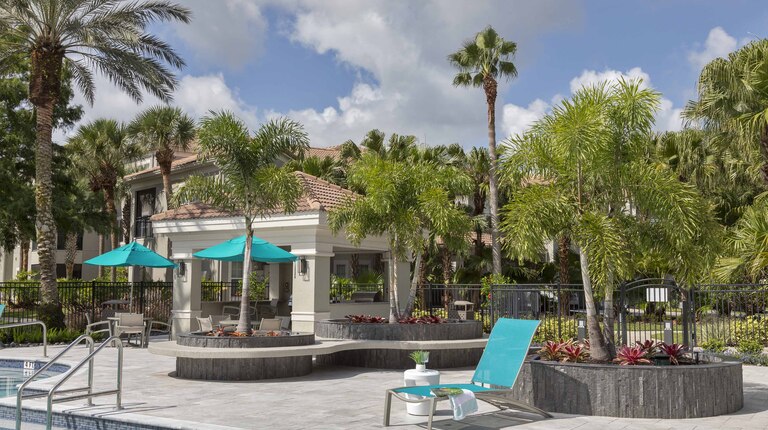 Resort-inspired pool with expansive sundeck