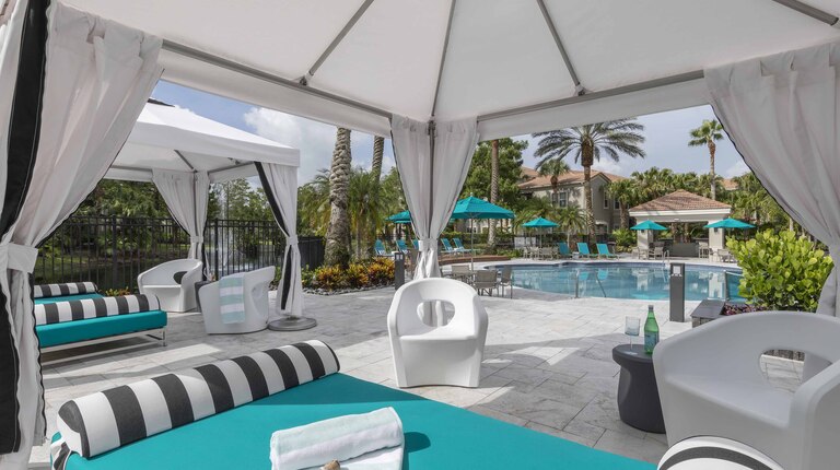 Luxurious poolside cabanas